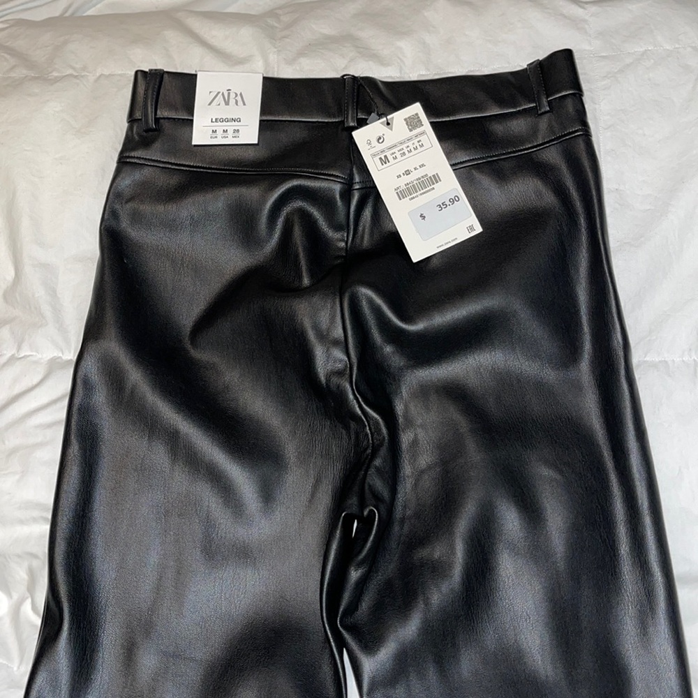 Zara Faux Leather Pant with Zipped hems